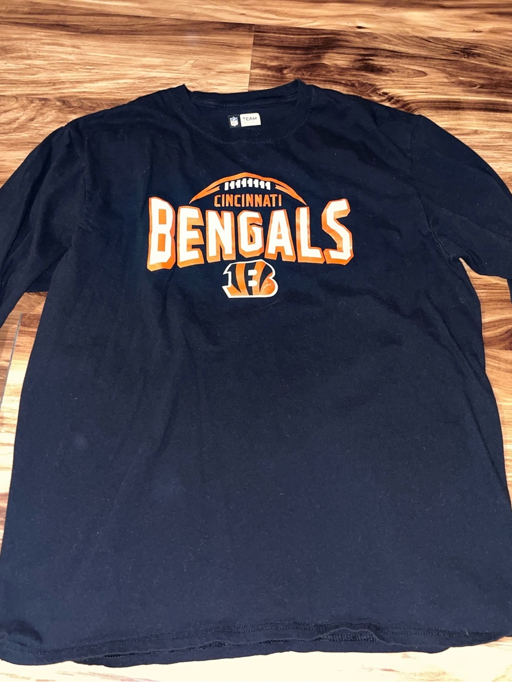 NFL Cincinnati Bengals Black Crewneck Tee with Orange Logo